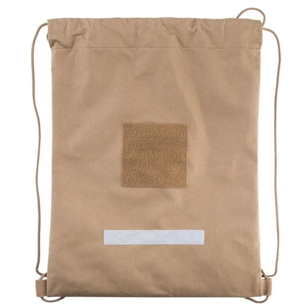 Set of 3 Tactical Nylon Drawstring Backpacks Black Tan Camo 16.5